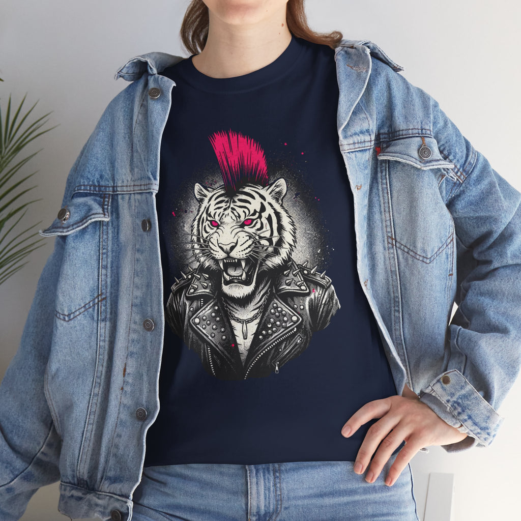 Punk Rock Tiger T-Shirt — Mohawk Tiger Graphic Tee 80's Fashion Rebel