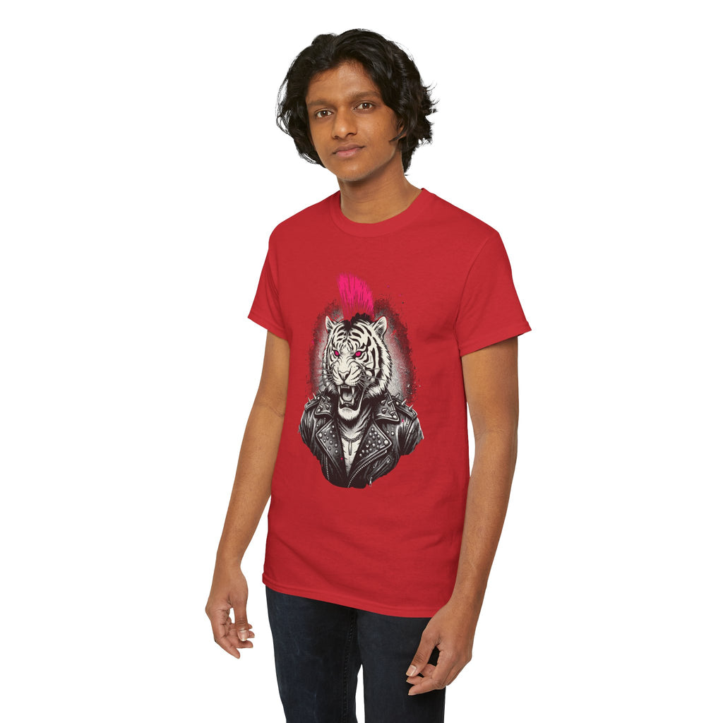 Punk Rock Tiger T-Shirt — Mohawk Tiger Graphic Tee 80's Fashion Rebel