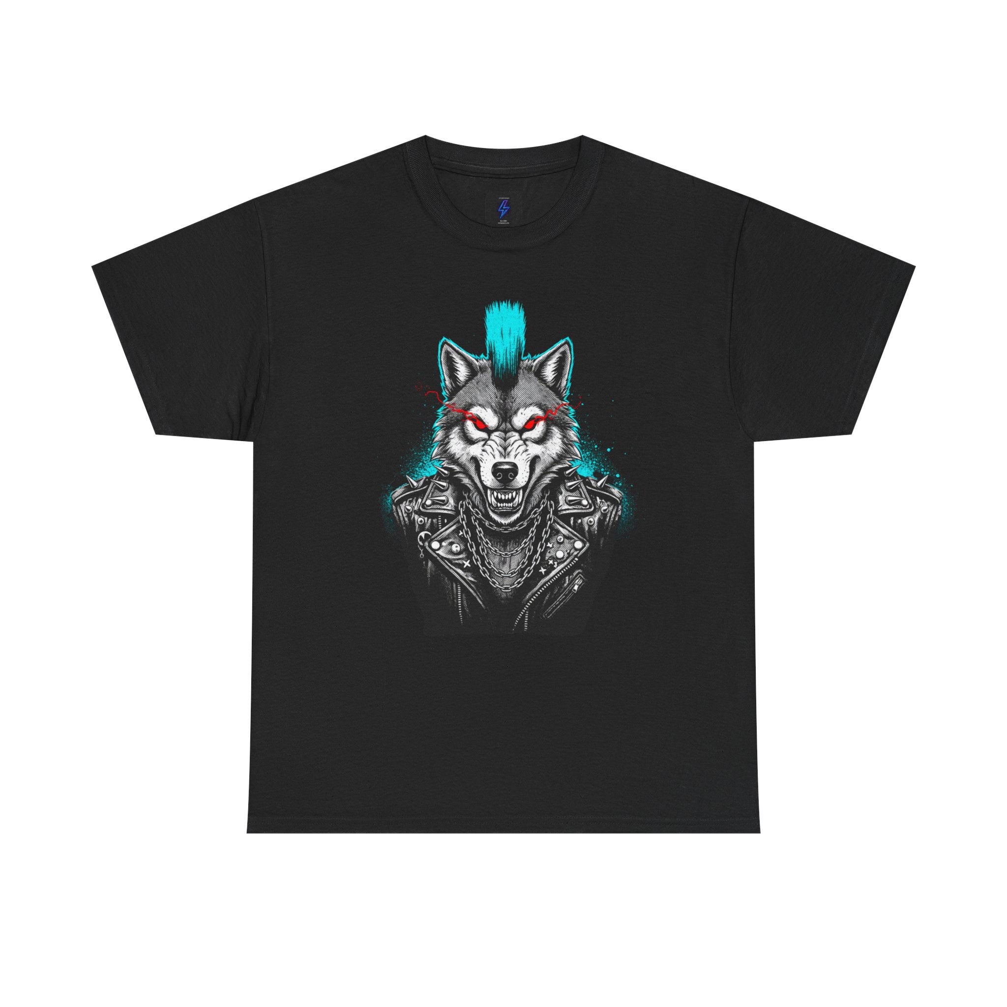 Wolf Punk Graphic Tee — Fierce Tribal Wolf Illustration T-Shirt 80's Rebel Fashion