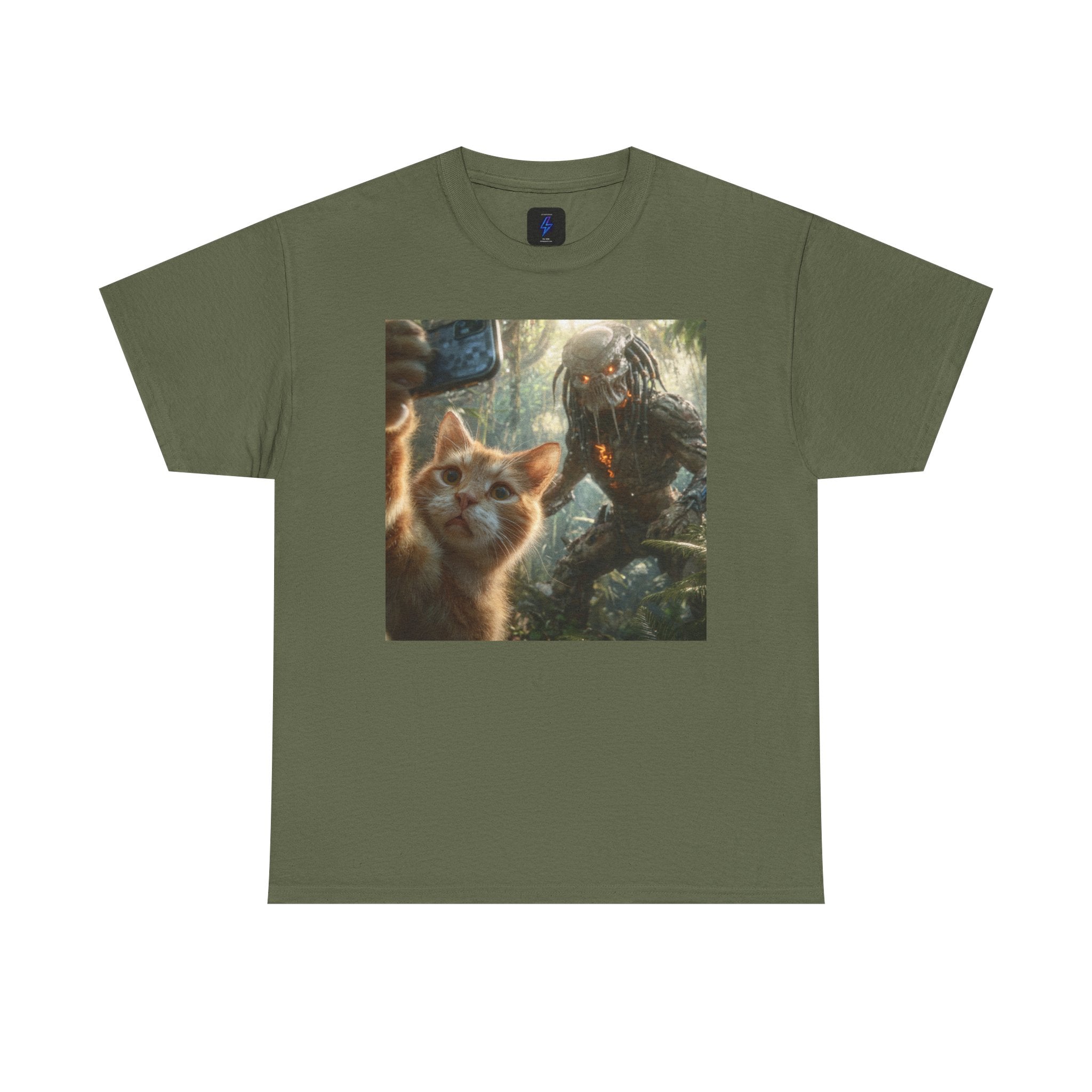 Cat Selfie with Monster Tee | Fantasy Creature Forest Shirt