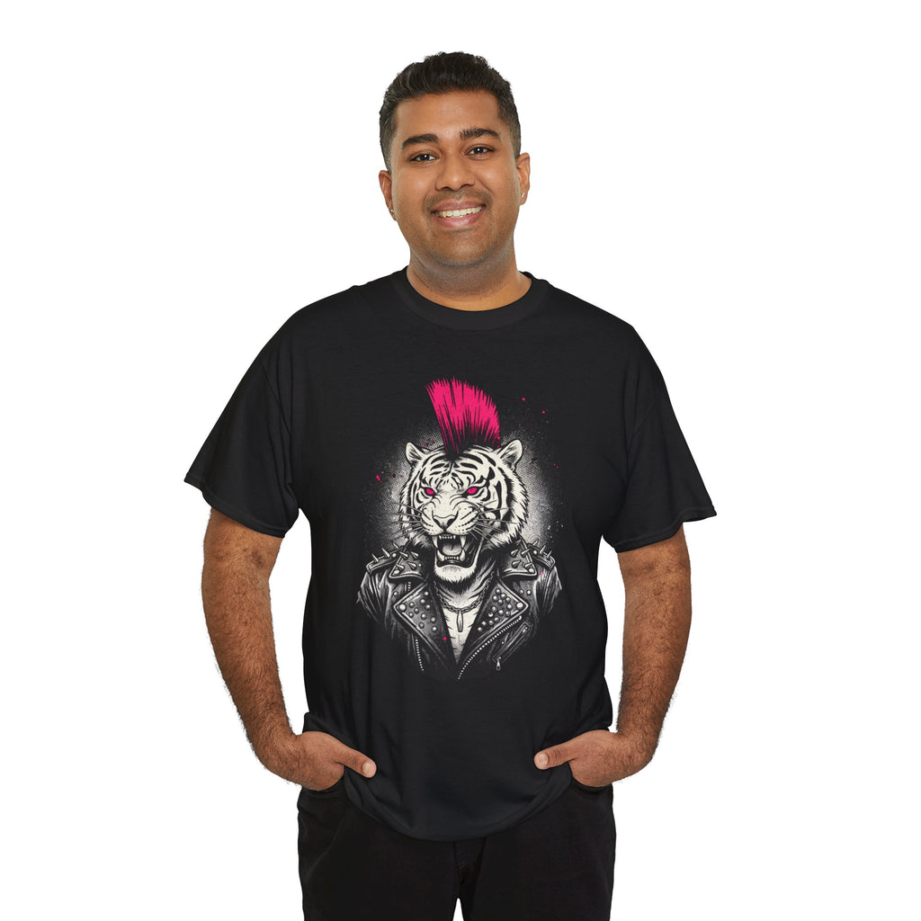 Punk Rock Tiger T-Shirt — Mohawk Tiger Graphic Tee 80's Fashion Rebel