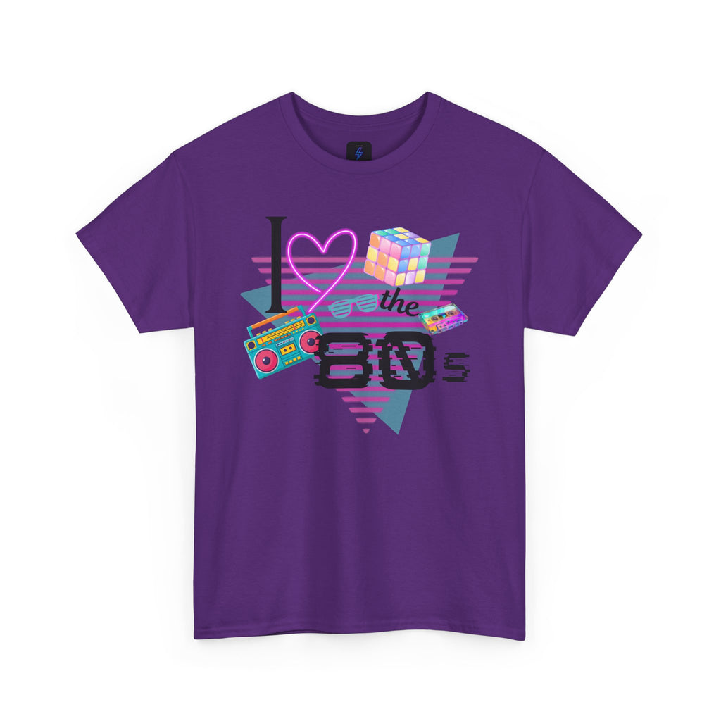 I Love the 80s T-Shirt — Retro Cassette, Rubik’s Cube & Neon Vintage Tee