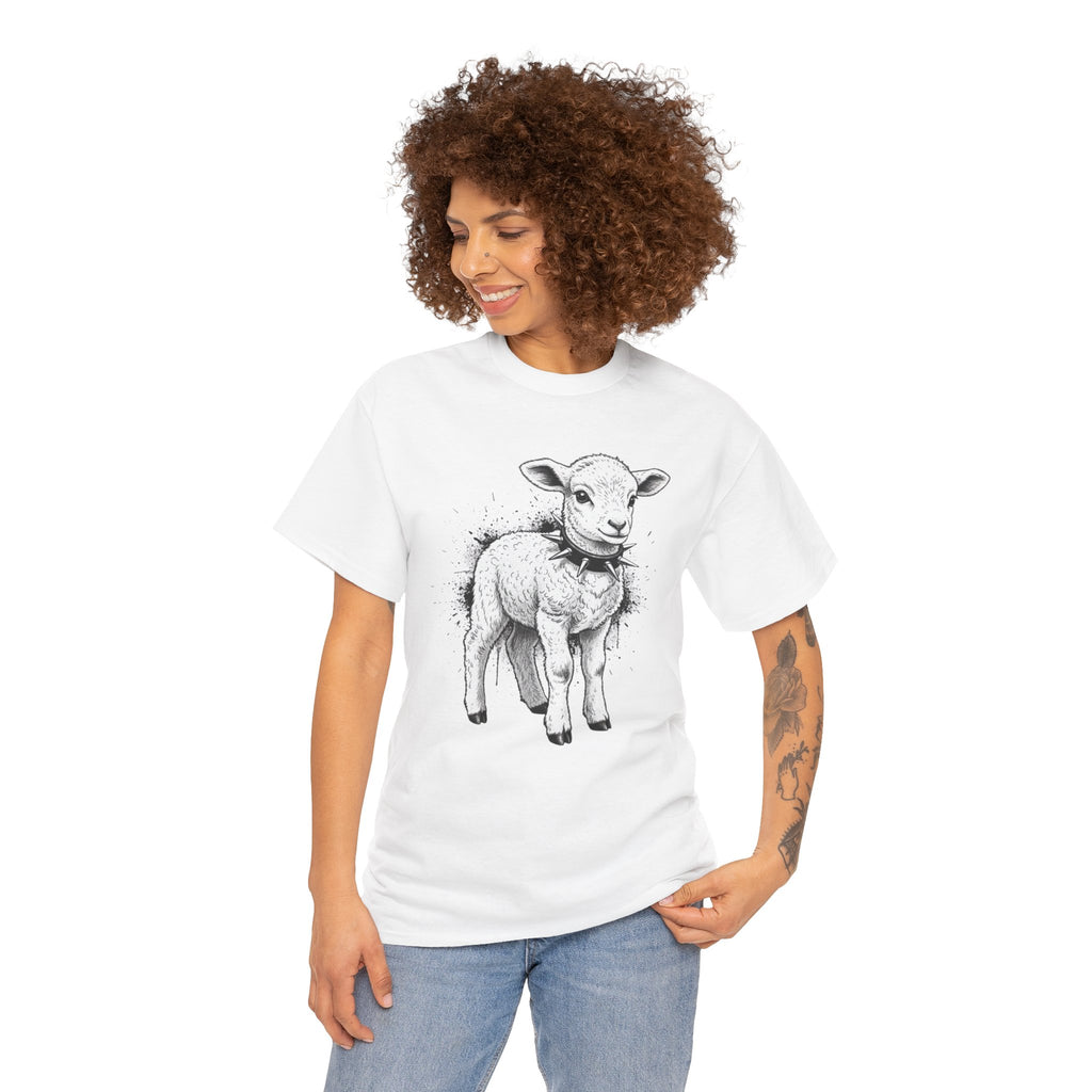 80s Punk Rock Lamb Illustration Tee — Vintage Baby Sheep Graphic T-Shirt