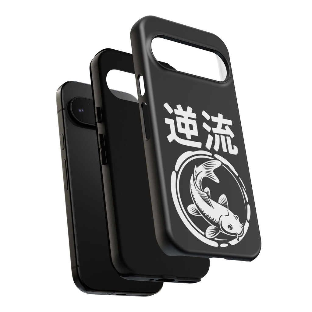 Koi '逆流' Tough Phone Case — Black Protective iPhone Cover - 80s Design