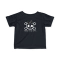 Infant Tee — Cute Skull & Crossbones Baby Shirt (Bow Accent) 80s Retro