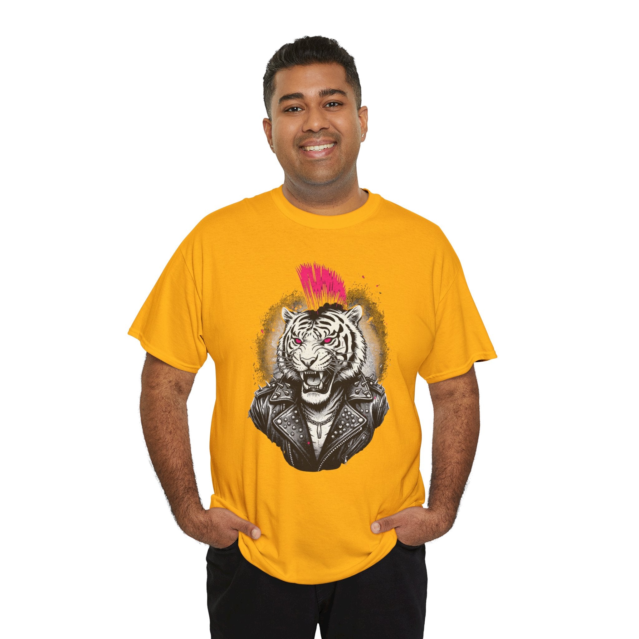 Punk Rock Tiger T-Shirt — Mohawk Tiger Graphic Tee 80's Fashion Rebel