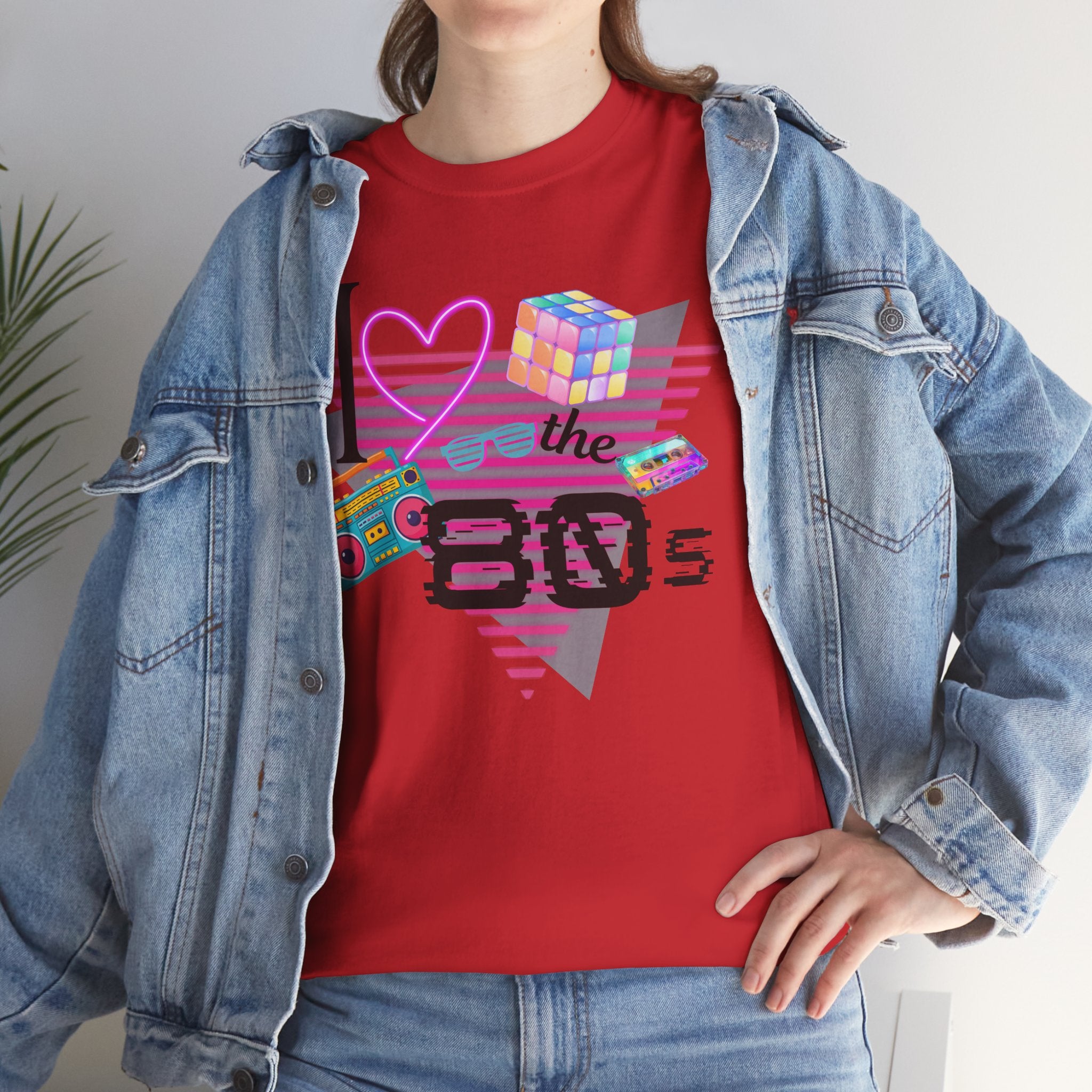 I Love the 80s T-Shirt — Retro Cassette, Rubik’s Cube & Neon Vintage Tee