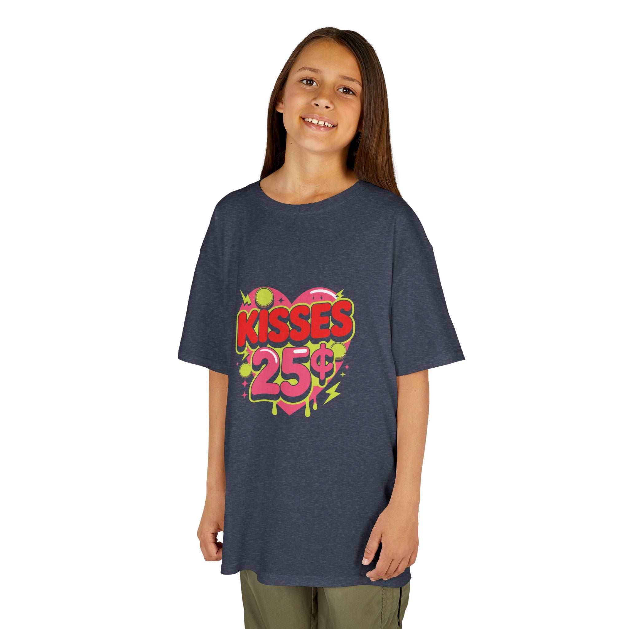 Kids T-Shirt — "Kisses 25" Retro Valentine Heart Tee 80s Retro
