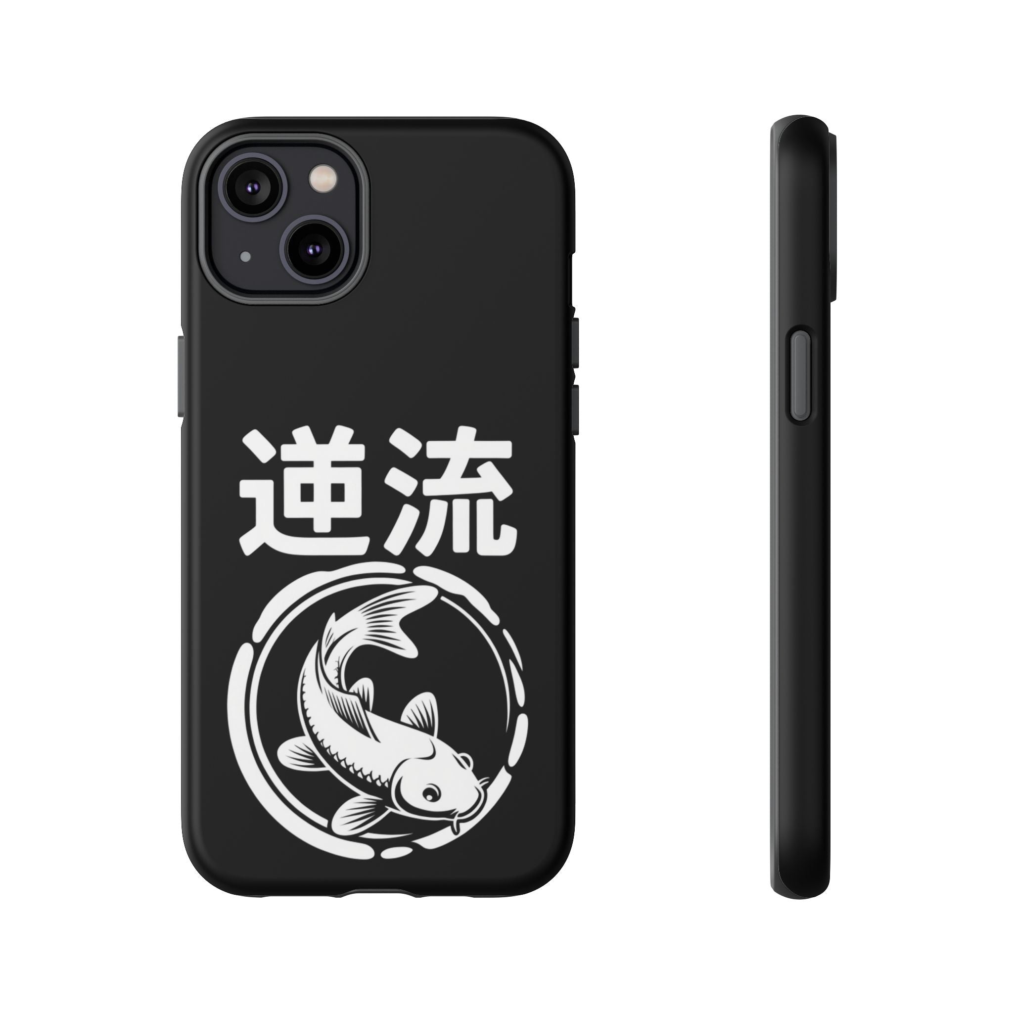 Koi '逆流' Tough Phone Case — Black Protective iPhone Cover - 80s Design