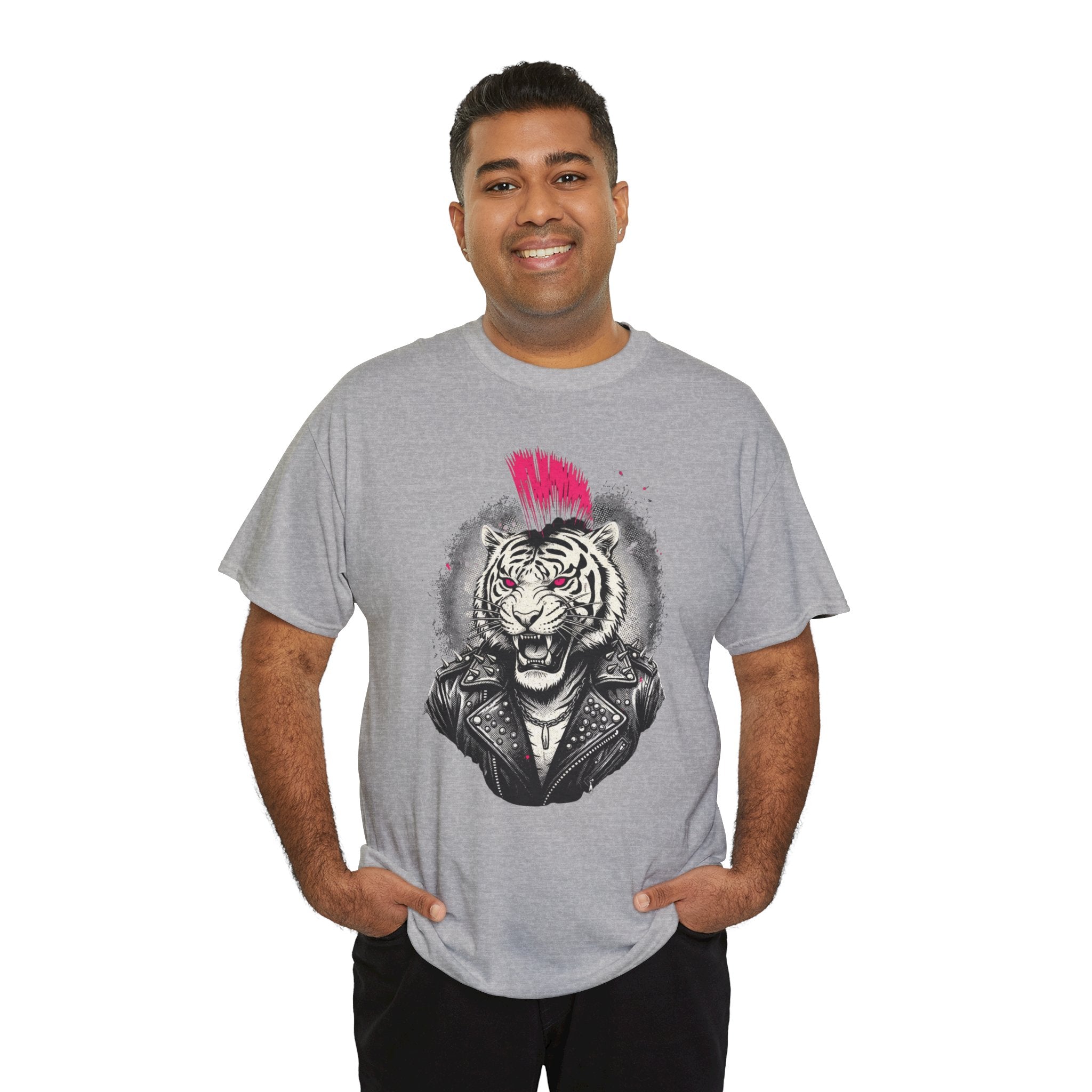 Punk Rock Tiger T-Shirt — Mohawk Tiger Graphic Tee 80's Fashion Rebel