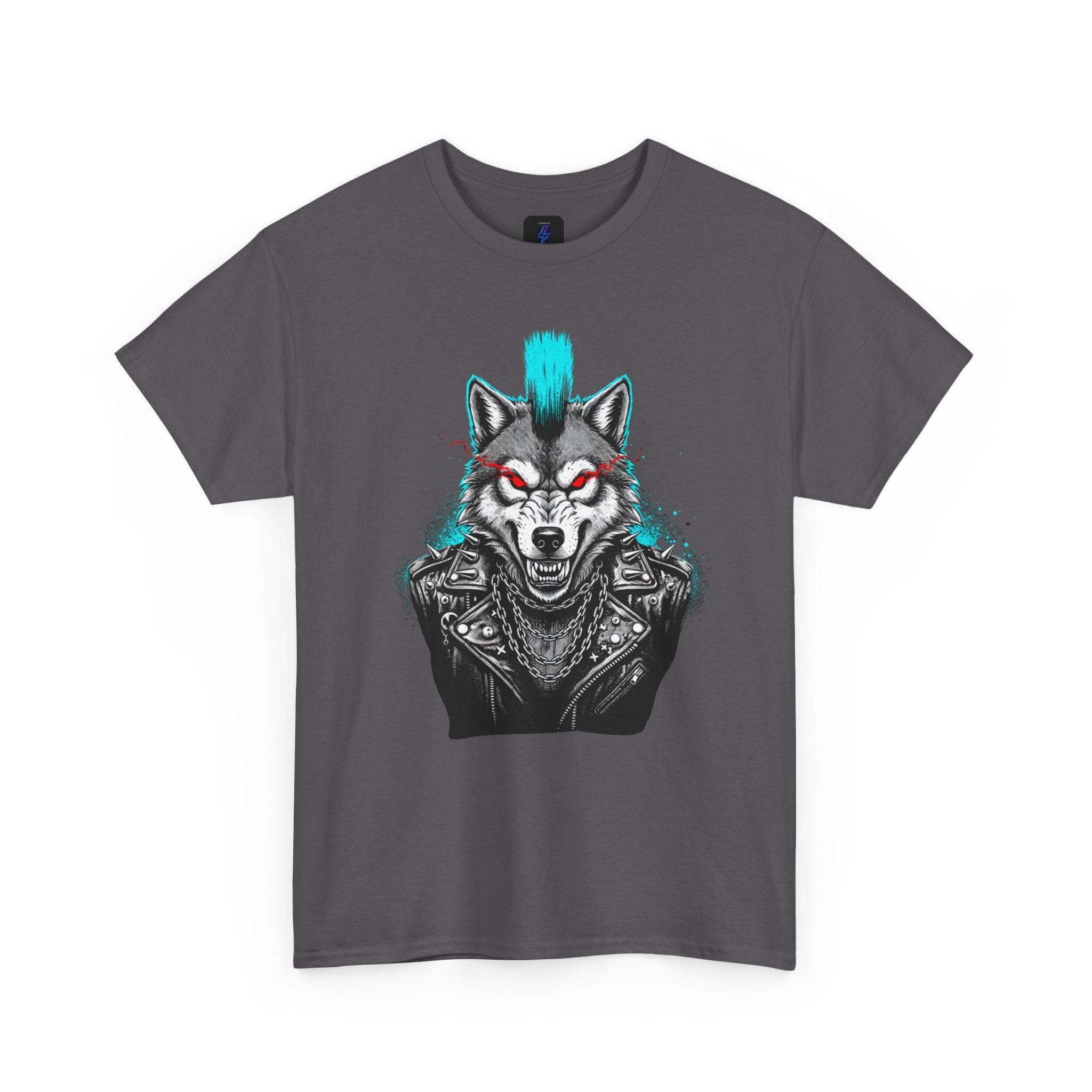 Wolf Punk Graphic Tee — Fierce Tribal Wolf Illustration T-Shirt 80's Rebel Fashion