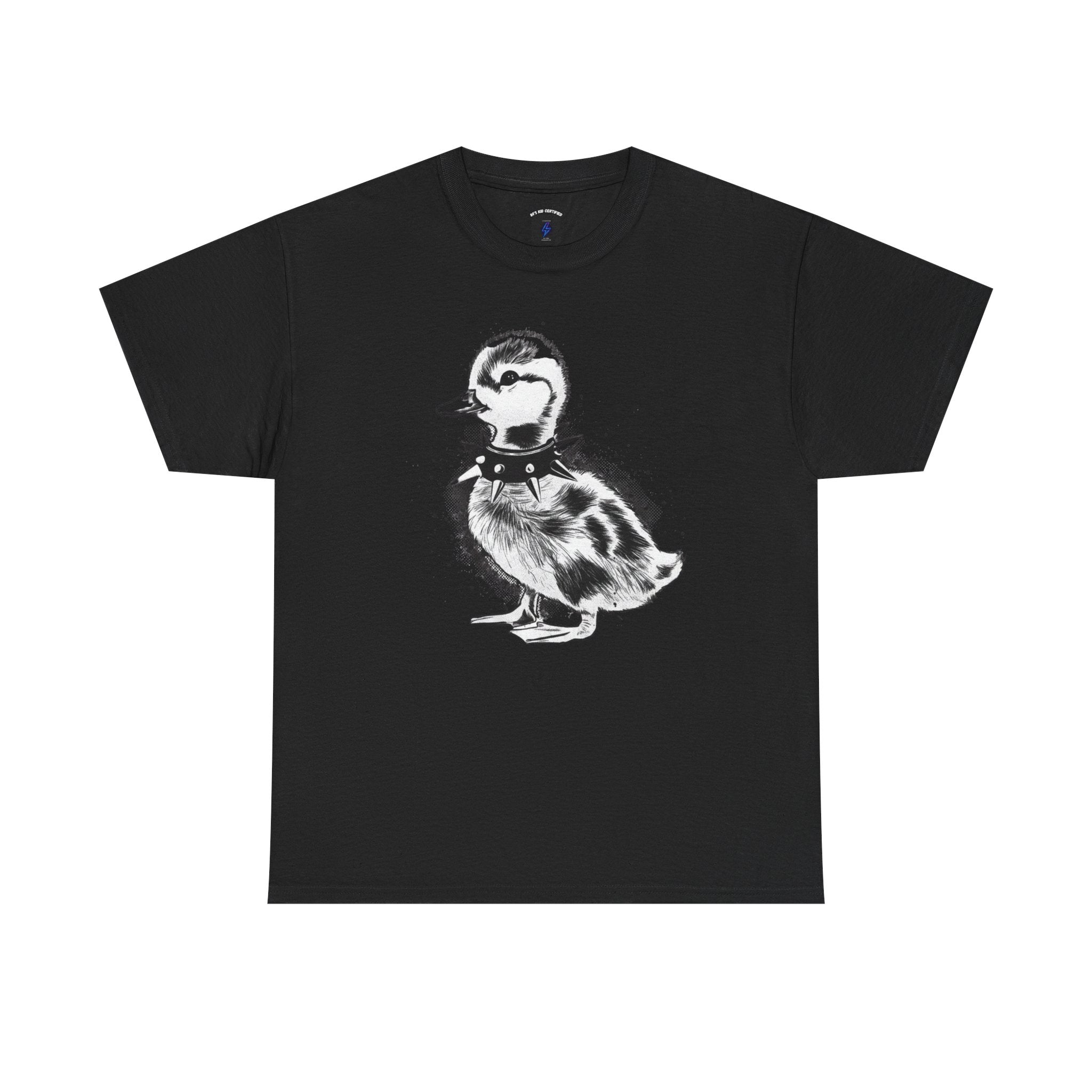 Punk Duckling Sketch T-Shirt — Black & White Watercolor 80s Punk Rock Duck Tee