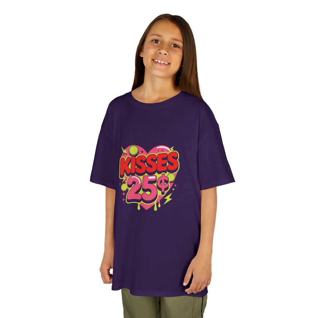 Kids T-Shirt — "Kisses 25" Retro Valentine Heart Tee 80s Retro