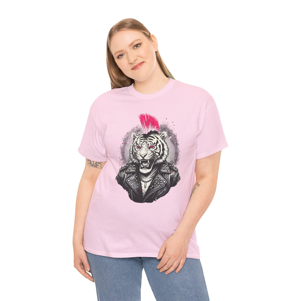 Punk Rock Tiger T-Shirt — Mohawk Tiger Graphic Tee 80's Fashion Rebel