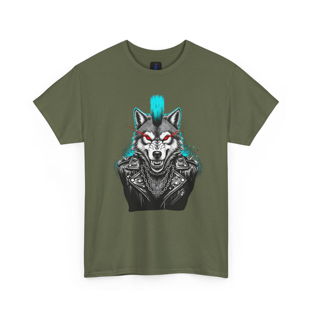 Wolf Punk Graphic Tee — Fierce Tribal Wolf Illustration T-Shirt 80's Rebel Fashion