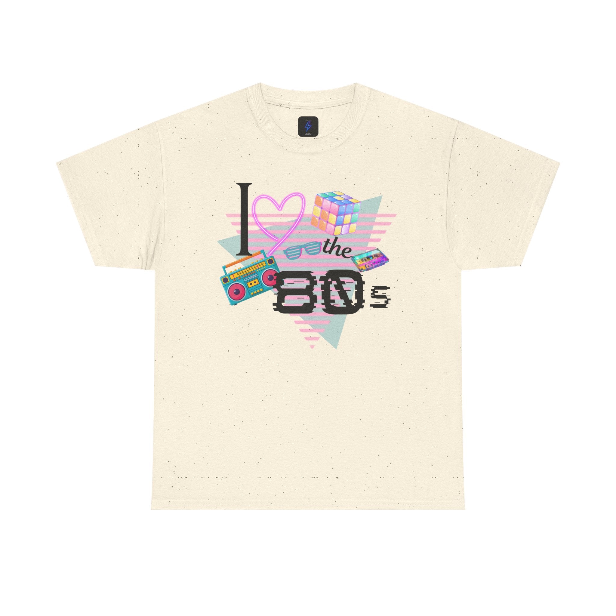 I Love the 80s T-Shirt — Retro Cassette, Rubik’s Cube & Neon Vintage Tee