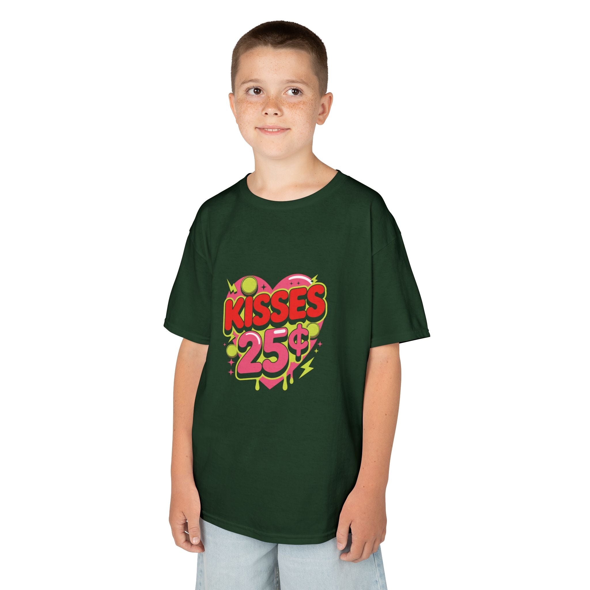 Kids T-Shirt — "Kisses 25" Retro Valentine Heart Tee 80s Retro