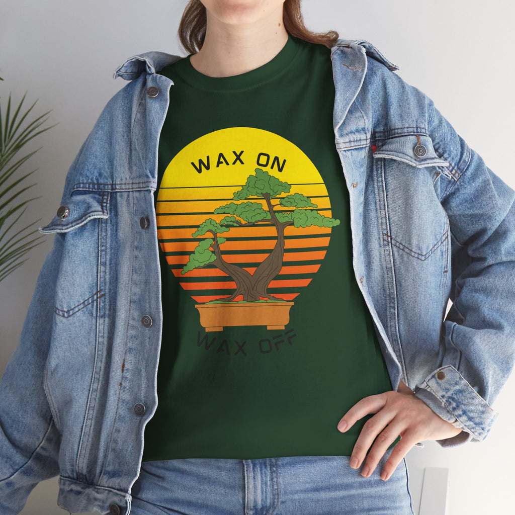 Wax On Wax Off Bonsai Tee — Retro Sunset Martial Arts T‑Shirt K-Kid Retro 80's