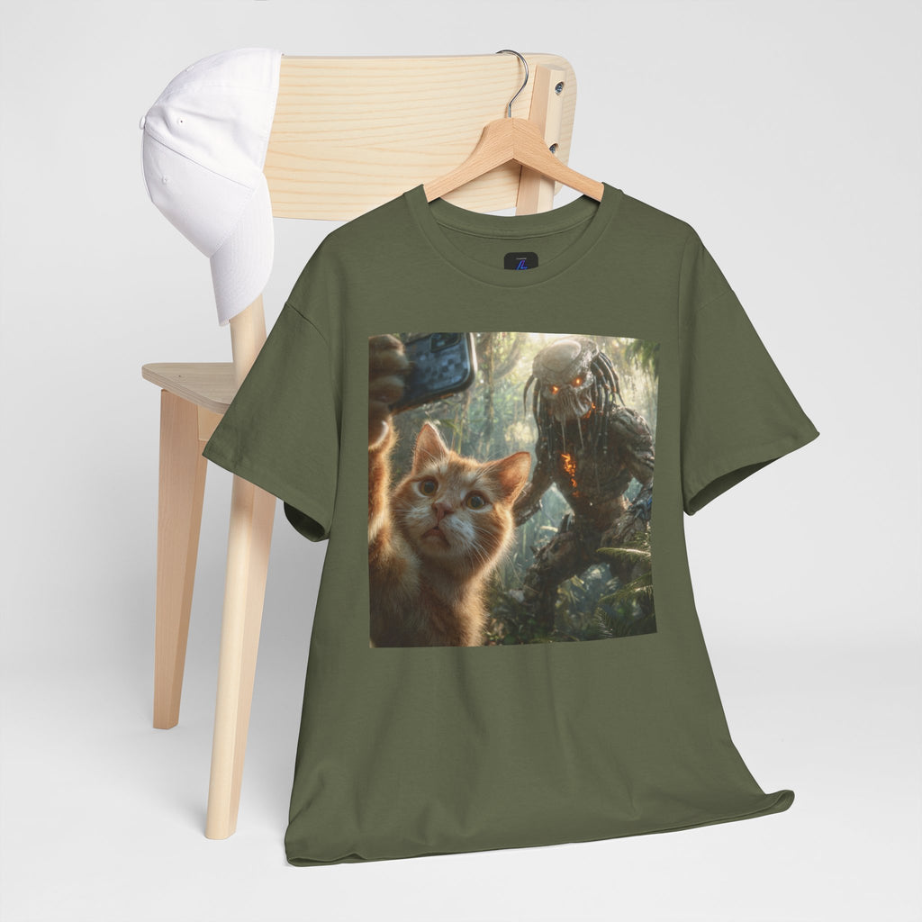 Cat Selfie with Monster Tee | Fantasy Creature Forest Shirt