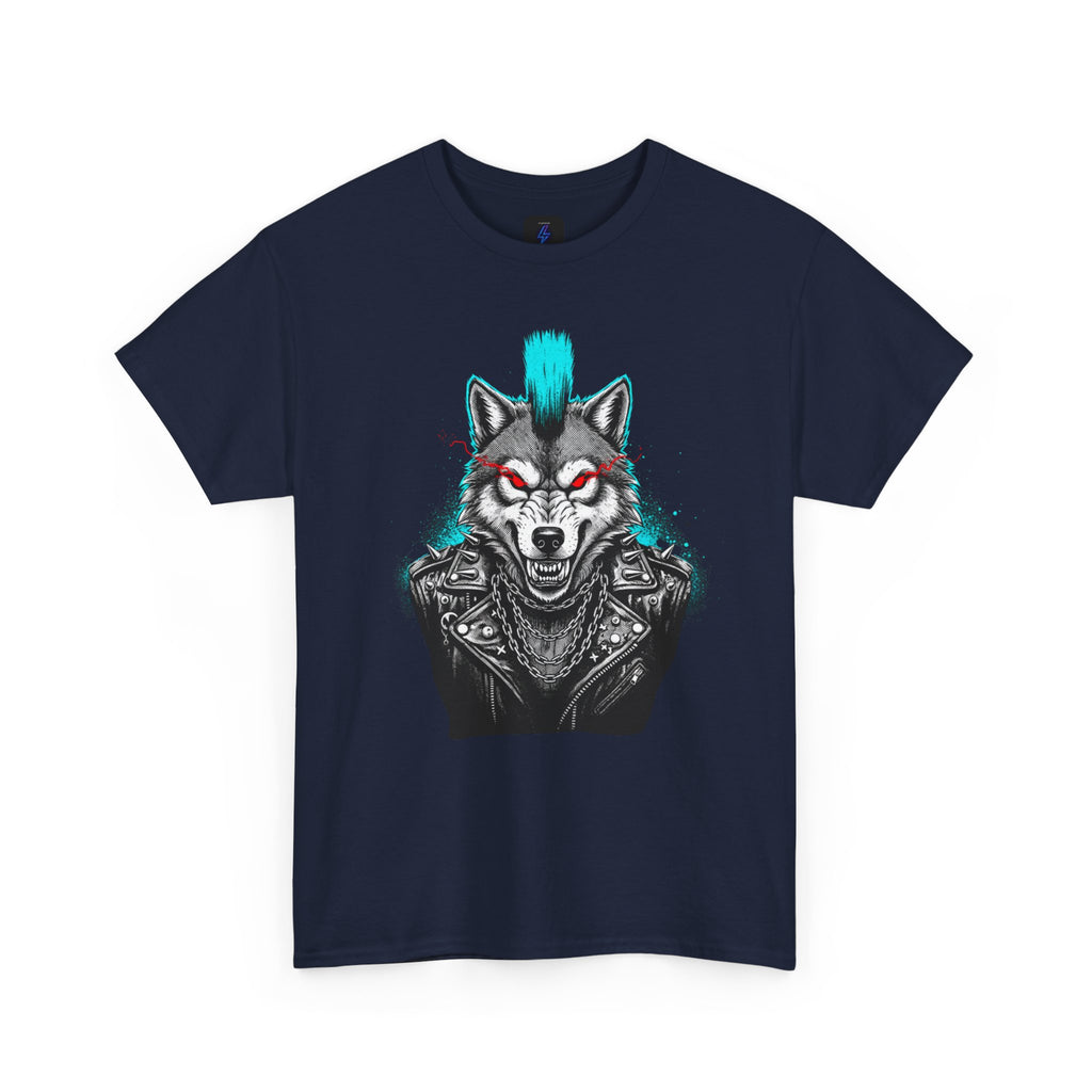 Wolf Punk Graphic Tee — Fierce Tribal Wolf Illustration T-Shirt 80's Rebel Fashion