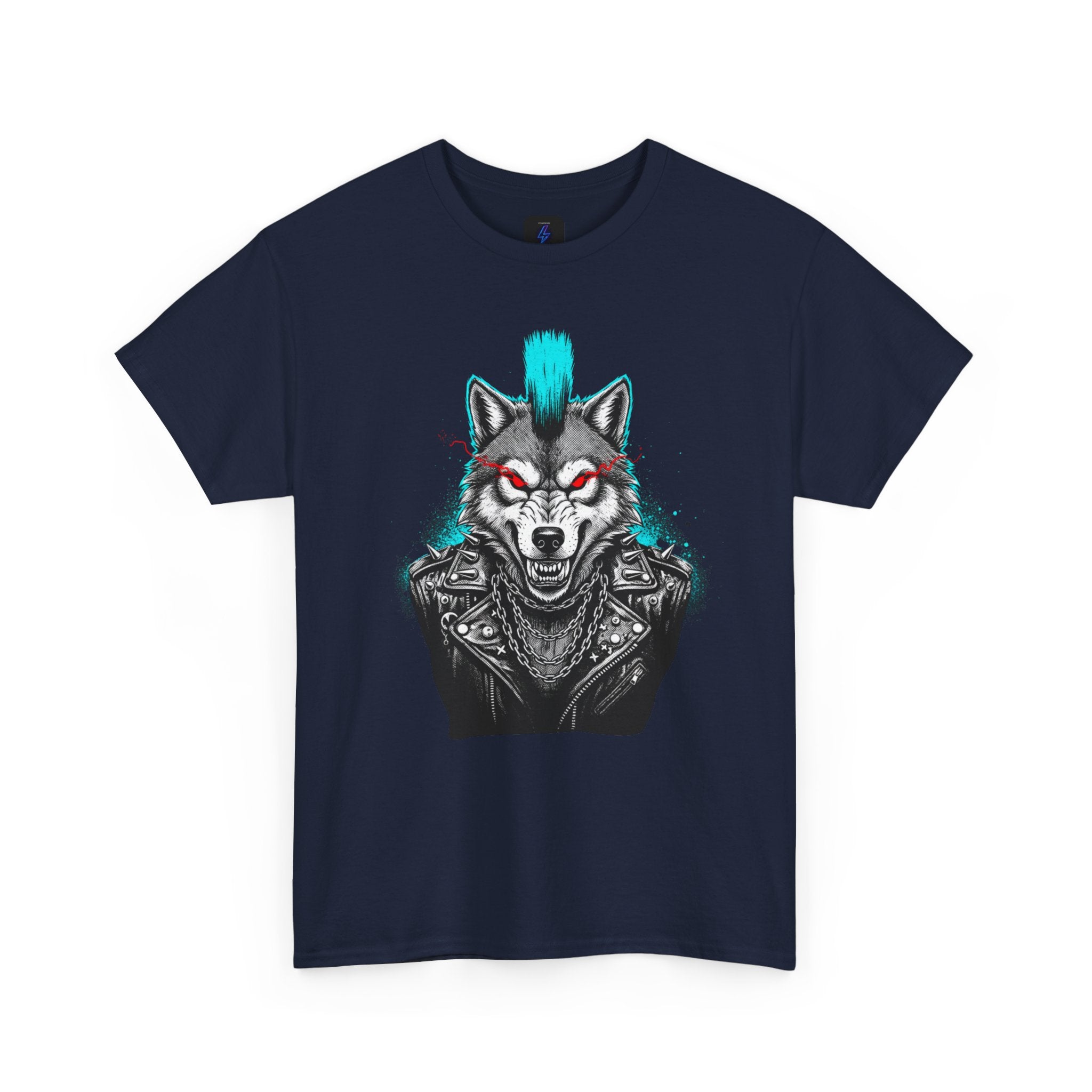 Wolf Punk Graphic Tee — Fierce Tribal Wolf Illustration T-Shirt 80's Rebel Fashion