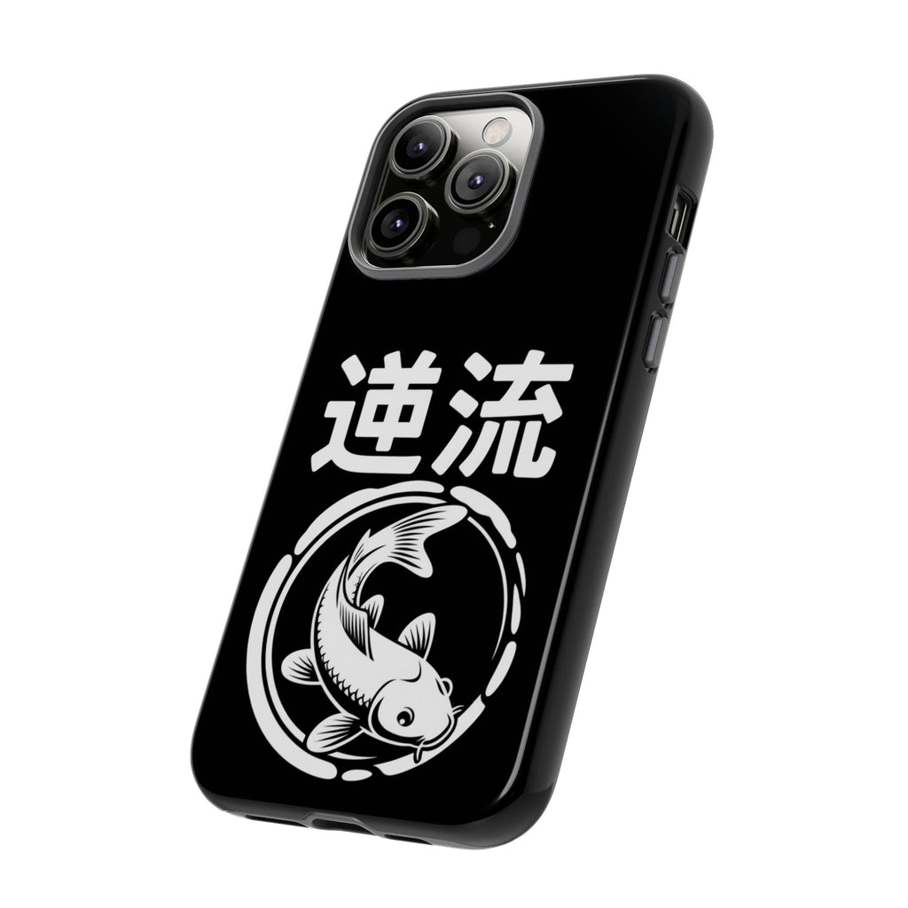 Koi '逆流' Tough Phone Case — Black Protective iPhone Cover - 80s Design