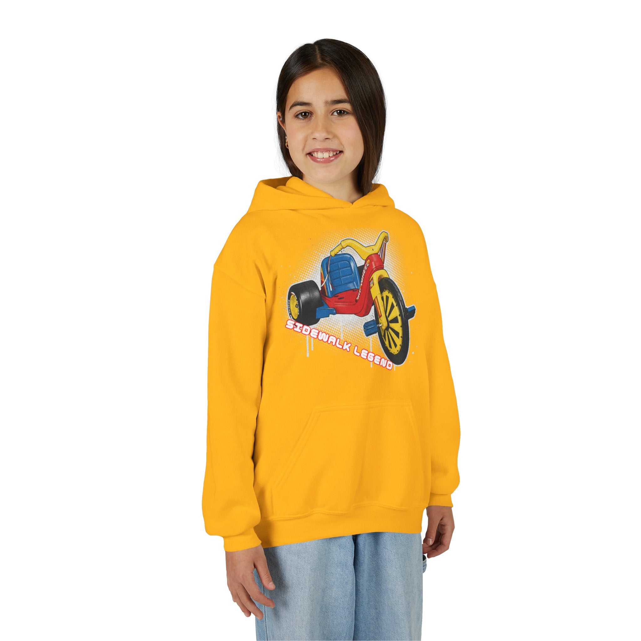 Kids Tricycle Graphic Hoodie — Retro Ride Design (Youth) 80s Fashion