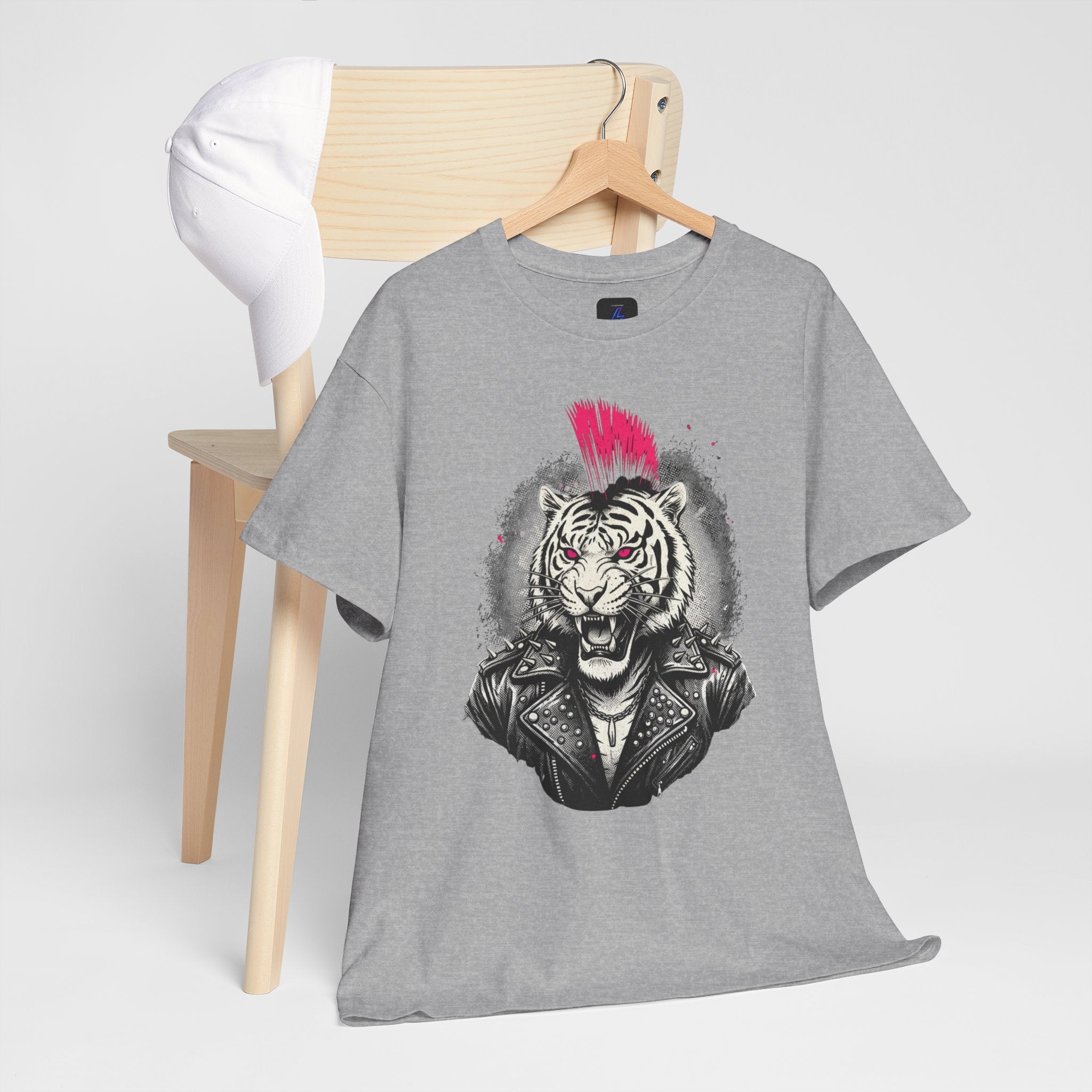 Punk Rock Tiger T-Shirt — Mohawk Tiger Graphic Tee 80's Fashion Rebel