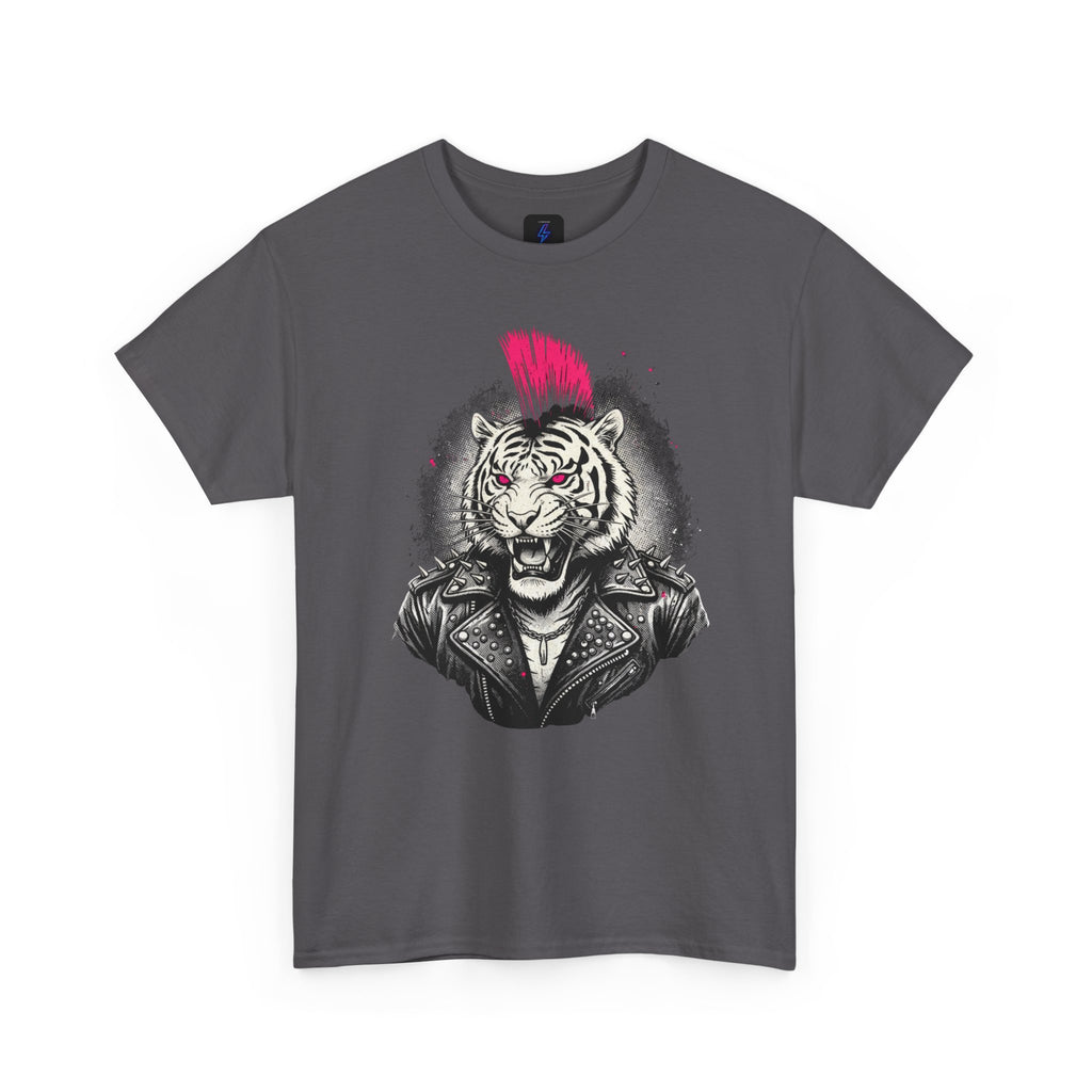 Punk Rock Tiger T-Shirt — Mohawk Tiger Graphic Tee 80's Fashion Rebel