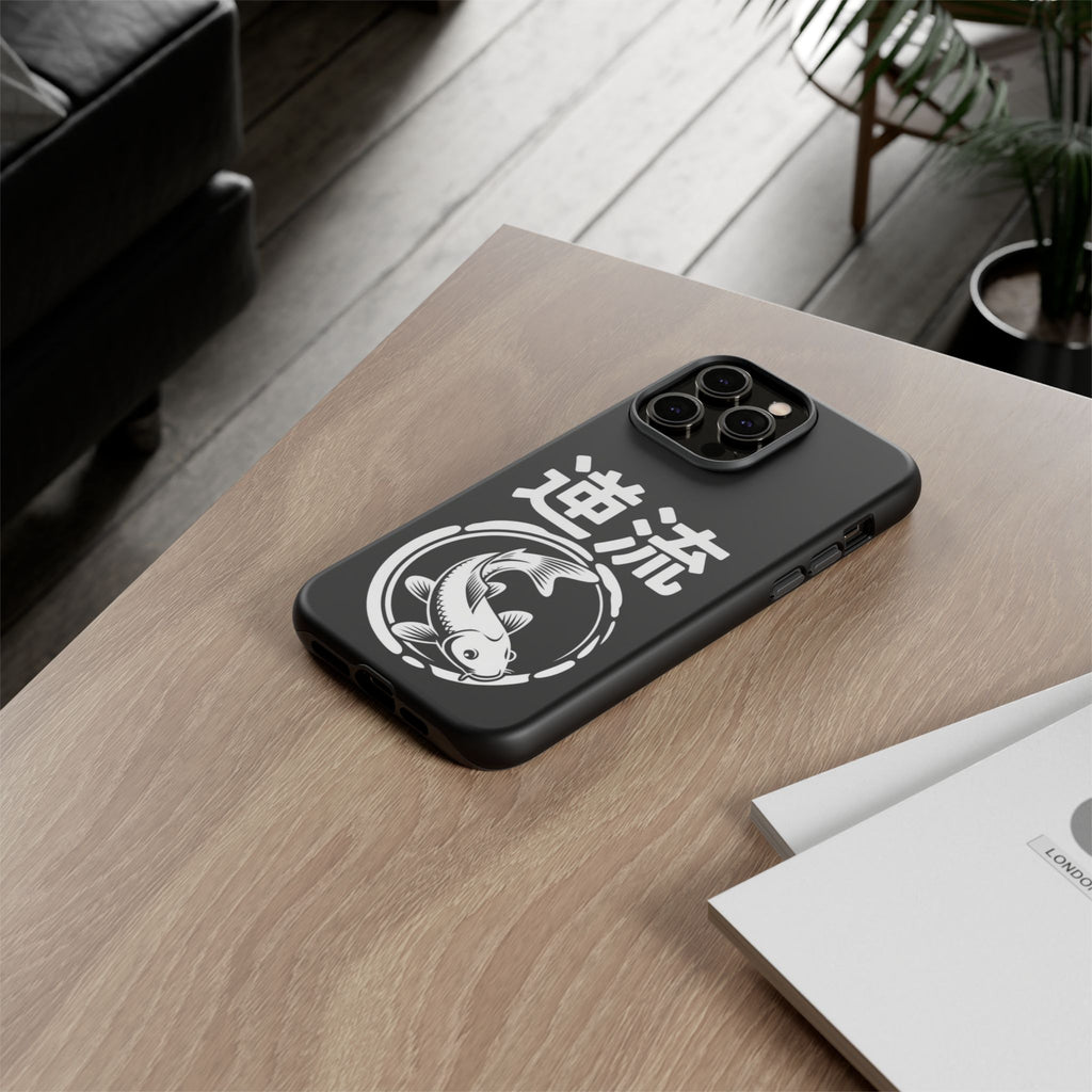 Koi '逆流' Tough Phone Case — Black Protective iPhone Cover - 80s Design