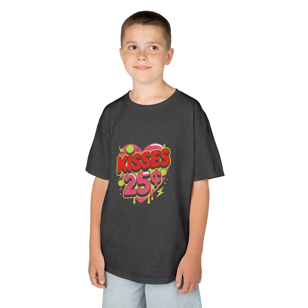 Kids T-Shirt — "Kisses 25" Retro Valentine Heart Tee 80s Retro
