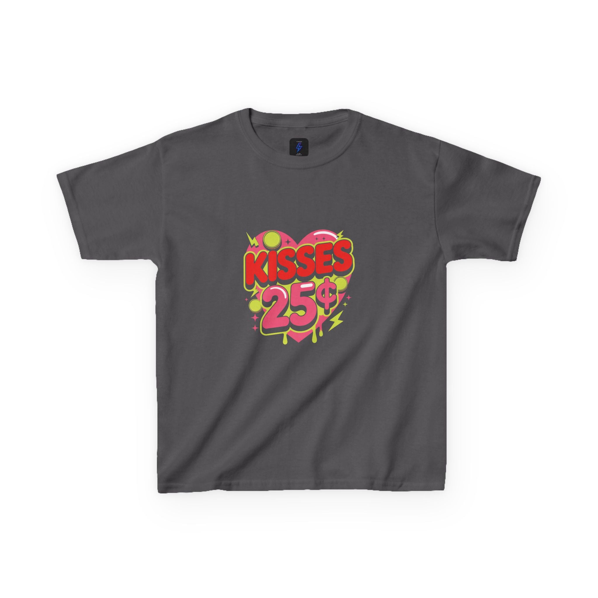 Kids T-Shirt — "Kisses 25" Retro Valentine Heart Tee 80s Retro