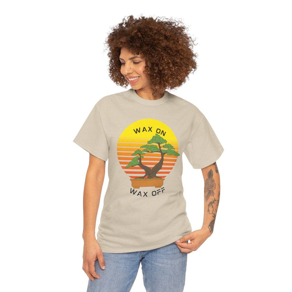 Wax On Wax Off Bonsai Tee — Retro Sunset Martial Arts T‑Shirt K-Kid Retro 80's
