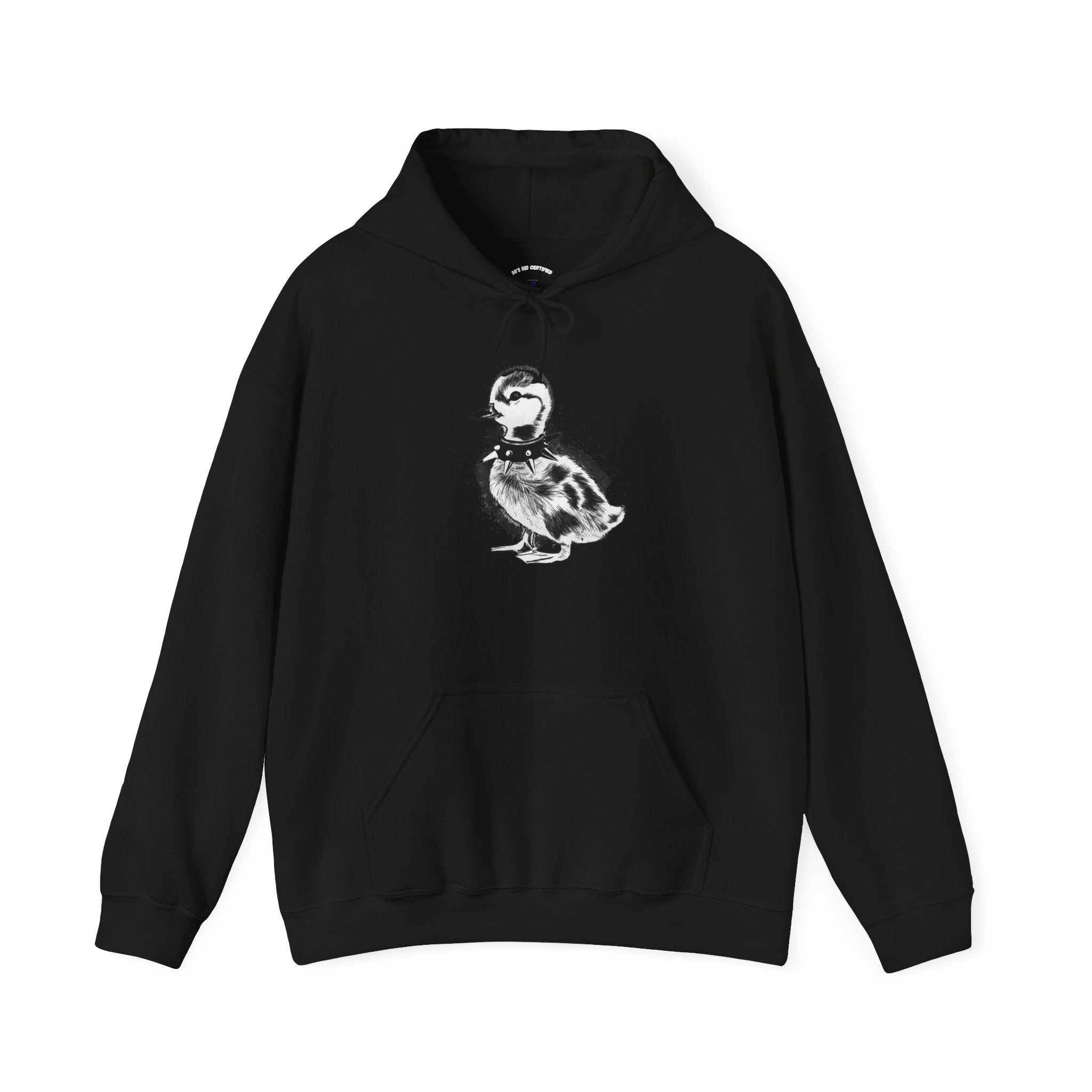 80s Punk Duckling Sketch Hoodie – Vintage Black & White Baby Duck Graphic Sweatshirt