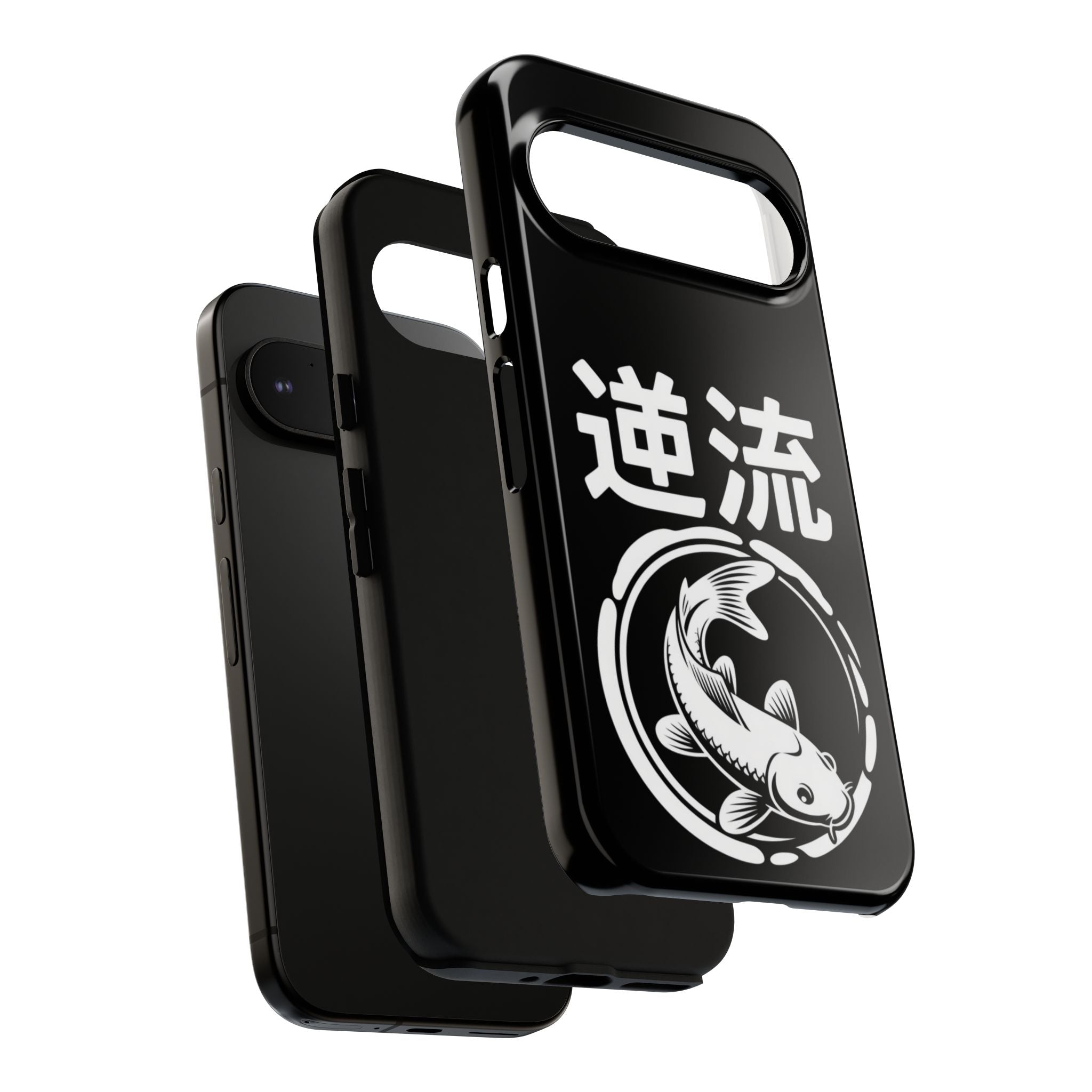 Koi '逆流' Tough Phone Case — Black Protective iPhone Cover - 80s Design