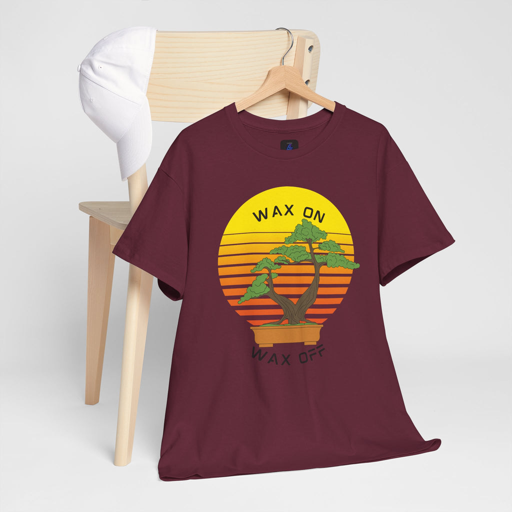 Wax On Wax Off Bonsai Tee — Retro Sunset Martial Arts T‑Shirt K-Kid Retro 80's