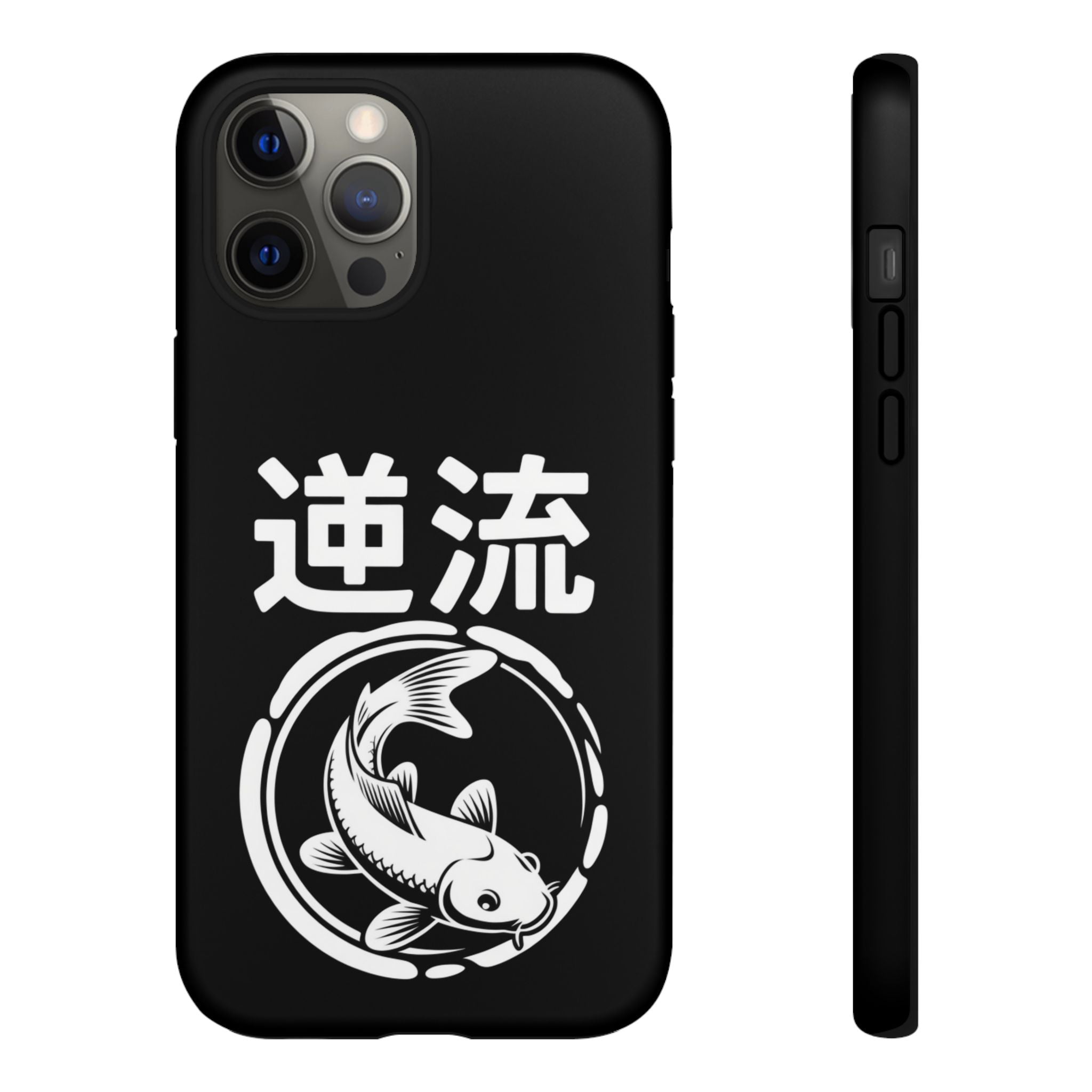 Koi '逆流' Tough Phone Case — Black Protective iPhone Cover - 80s Design