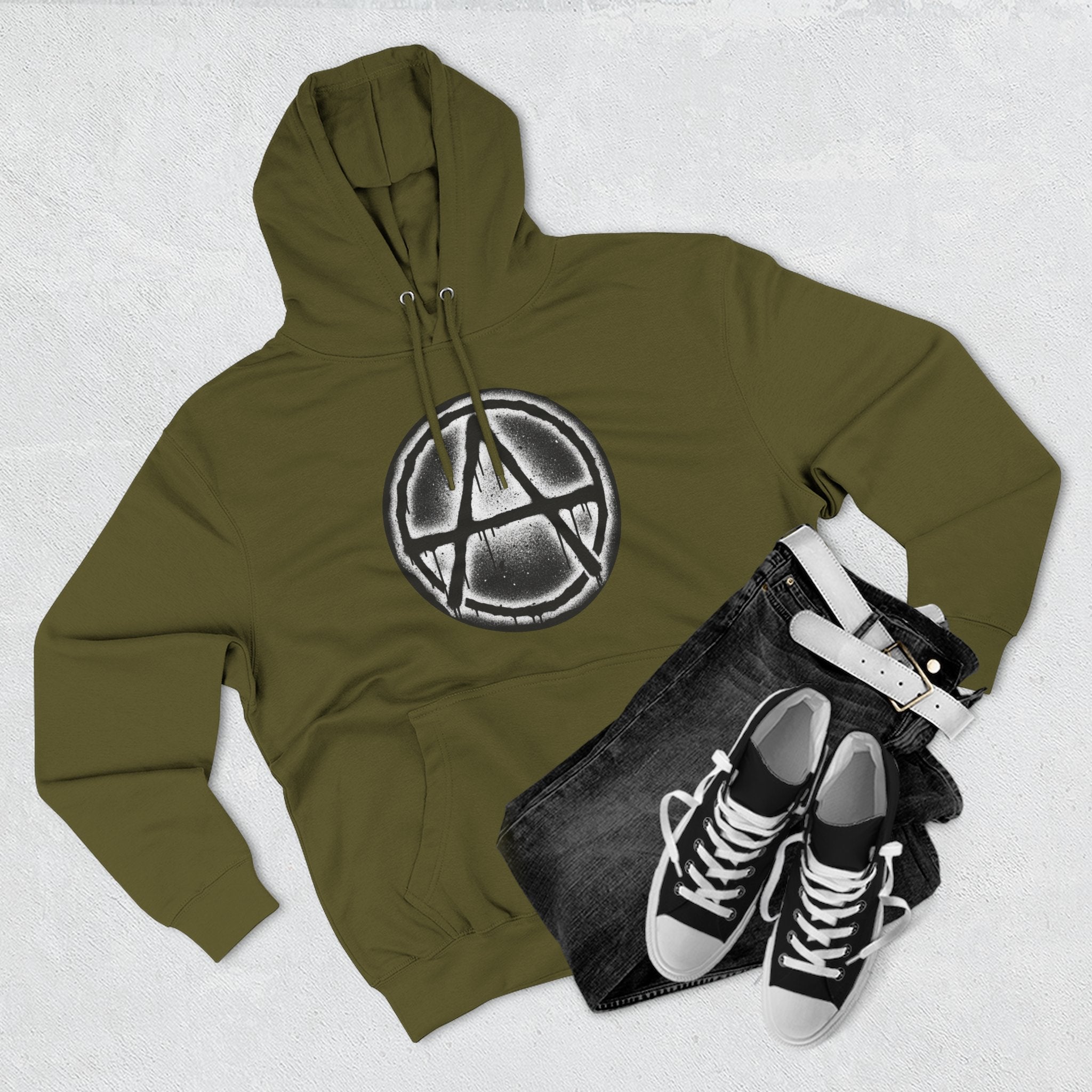 Anarchy Symbol Hoodie — Grunge Circle Anarchy Graphic Pullover 80's Fashion