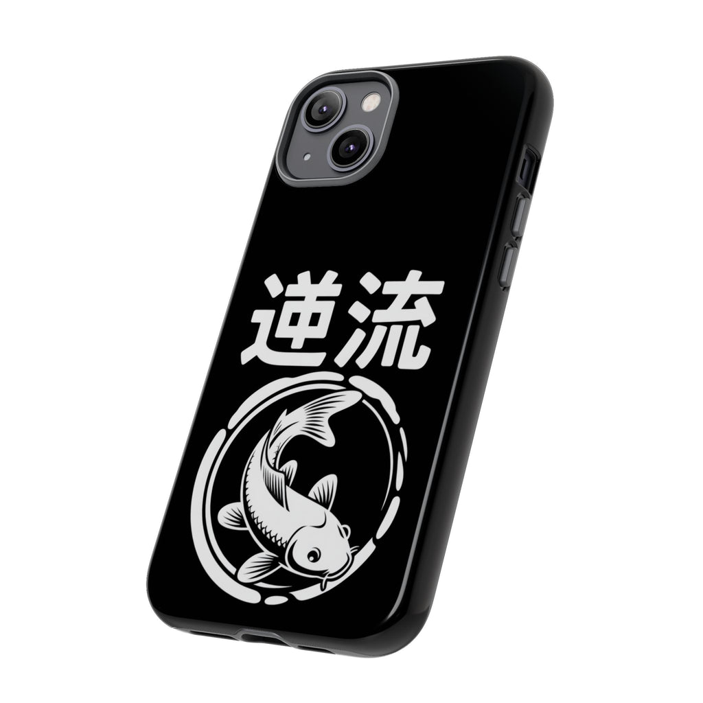 Koi '逆流' Tough Phone Case — Black Protective iPhone Cover - 80s Design