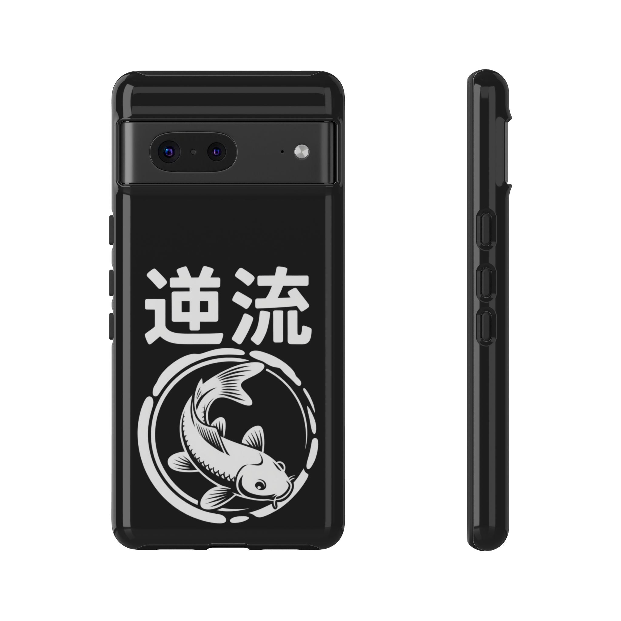 Koi '逆流' Tough Phone Case — Black Protective iPhone Cover - 80s Design