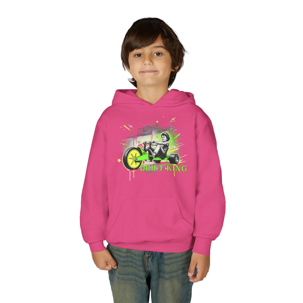 Drift King Youth Hoodie - Go-Kart Racing Graphic Sweatshirt 80s Fashion Design
