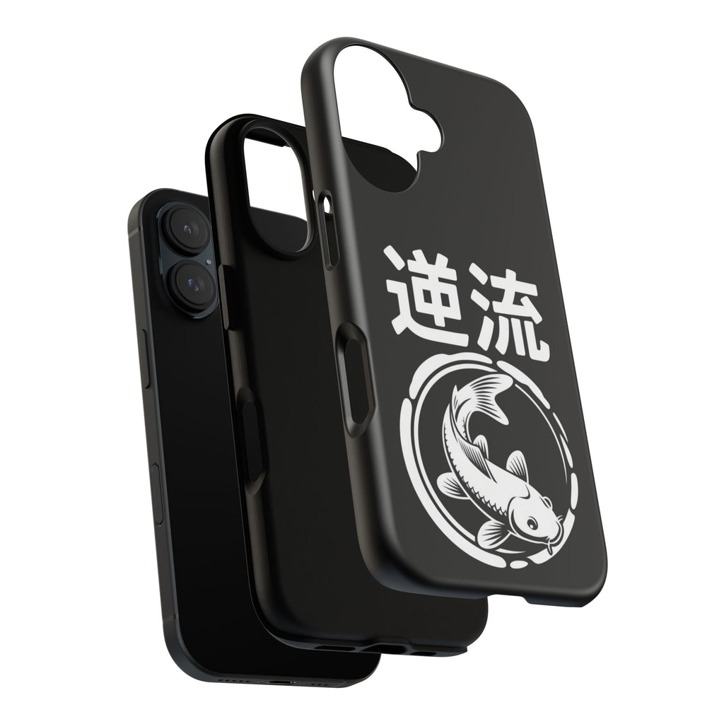 Koi '逆流' Tough Phone Case — Black Protective iPhone Cover - 80s Design