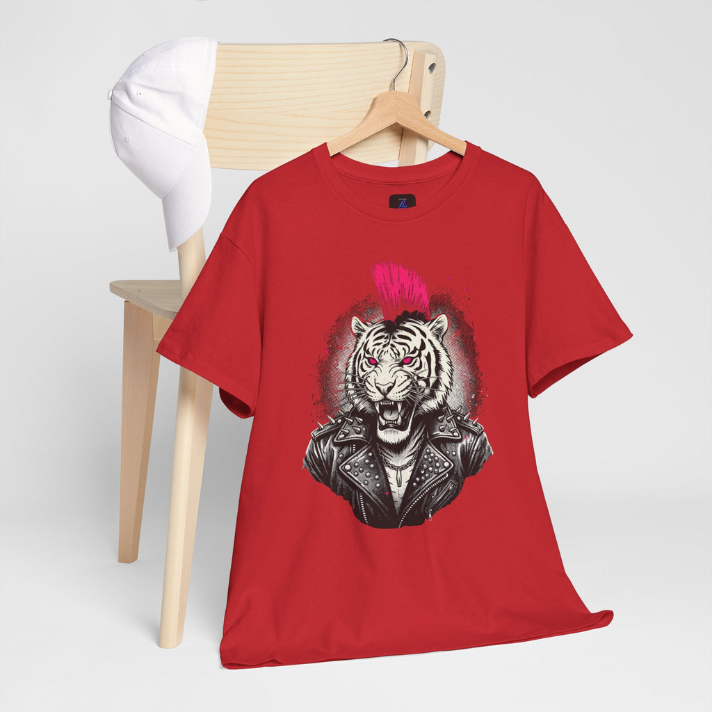 Punk Rock Tiger T-Shirt — Mohawk Tiger Graphic Tee 80's Fashion Rebel
