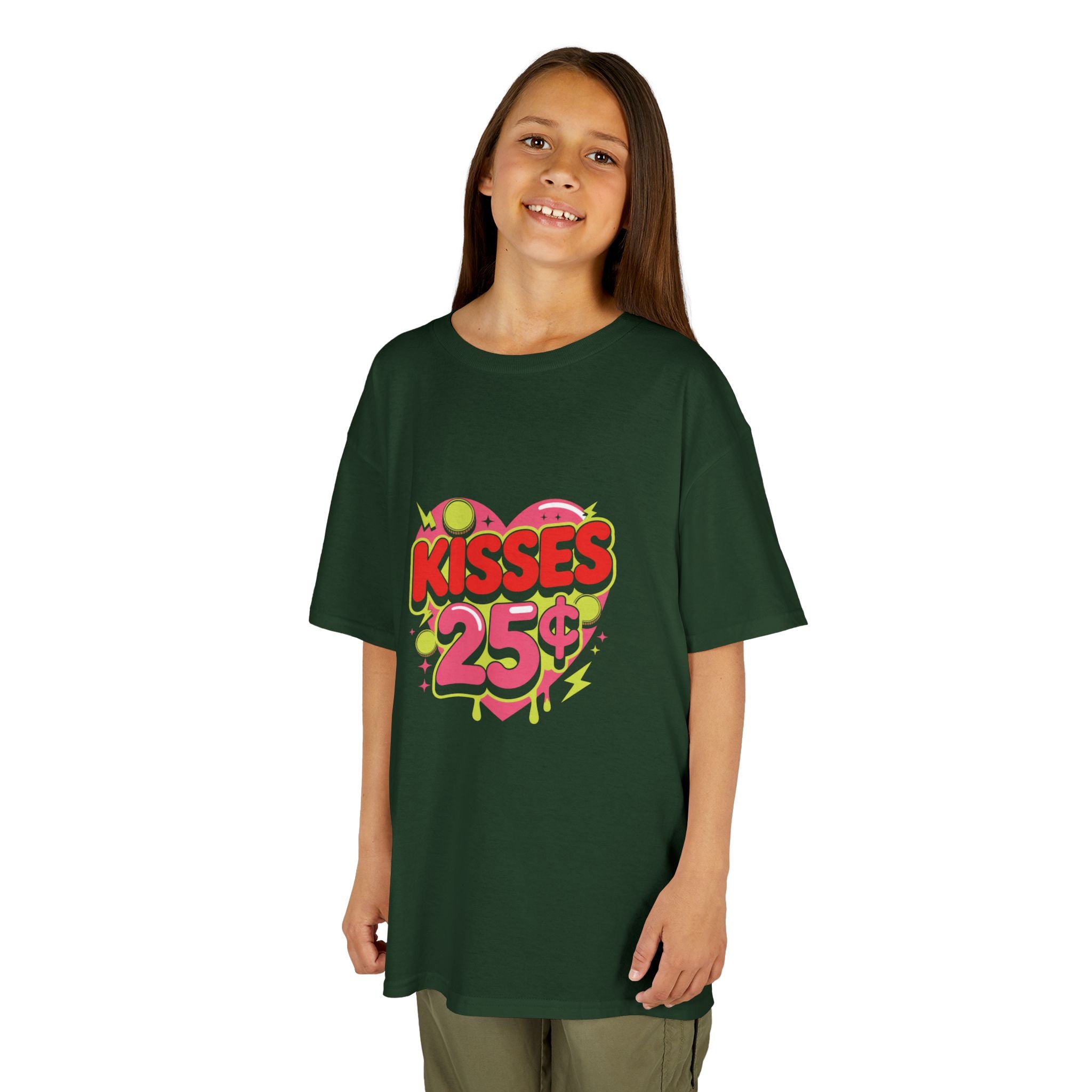 Kids T-Shirt — "Kisses 25" Retro Valentine Heart Tee 80s Retro