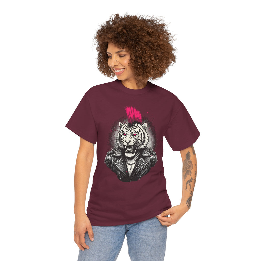 Punk Rock Tiger T-Shirt — Mohawk Tiger Graphic Tee 80's Fashion Rebel