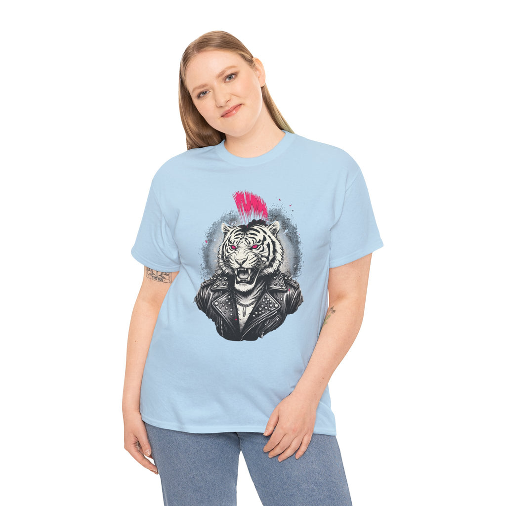 Punk Rock Tiger T-Shirt — Mohawk Tiger Graphic Tee 80's Fashion Rebel