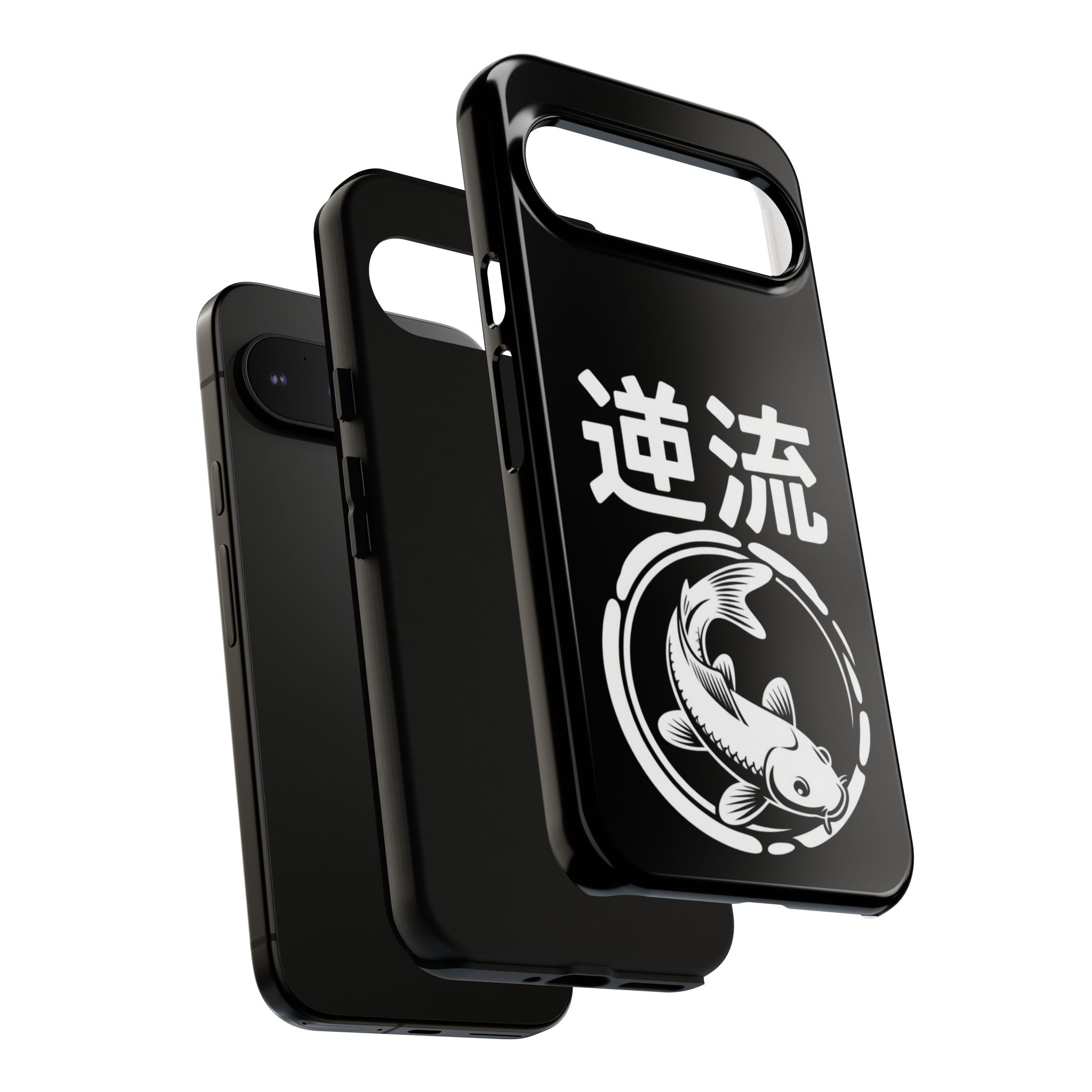 Koi '逆流' Tough Phone Case — Black Protective iPhone Cover - 80s Design