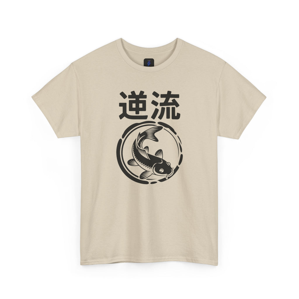 Koi Reverse Flow Tee — Japanese Kanji 逆流 Fish Graphic T-Shirt Retro Style