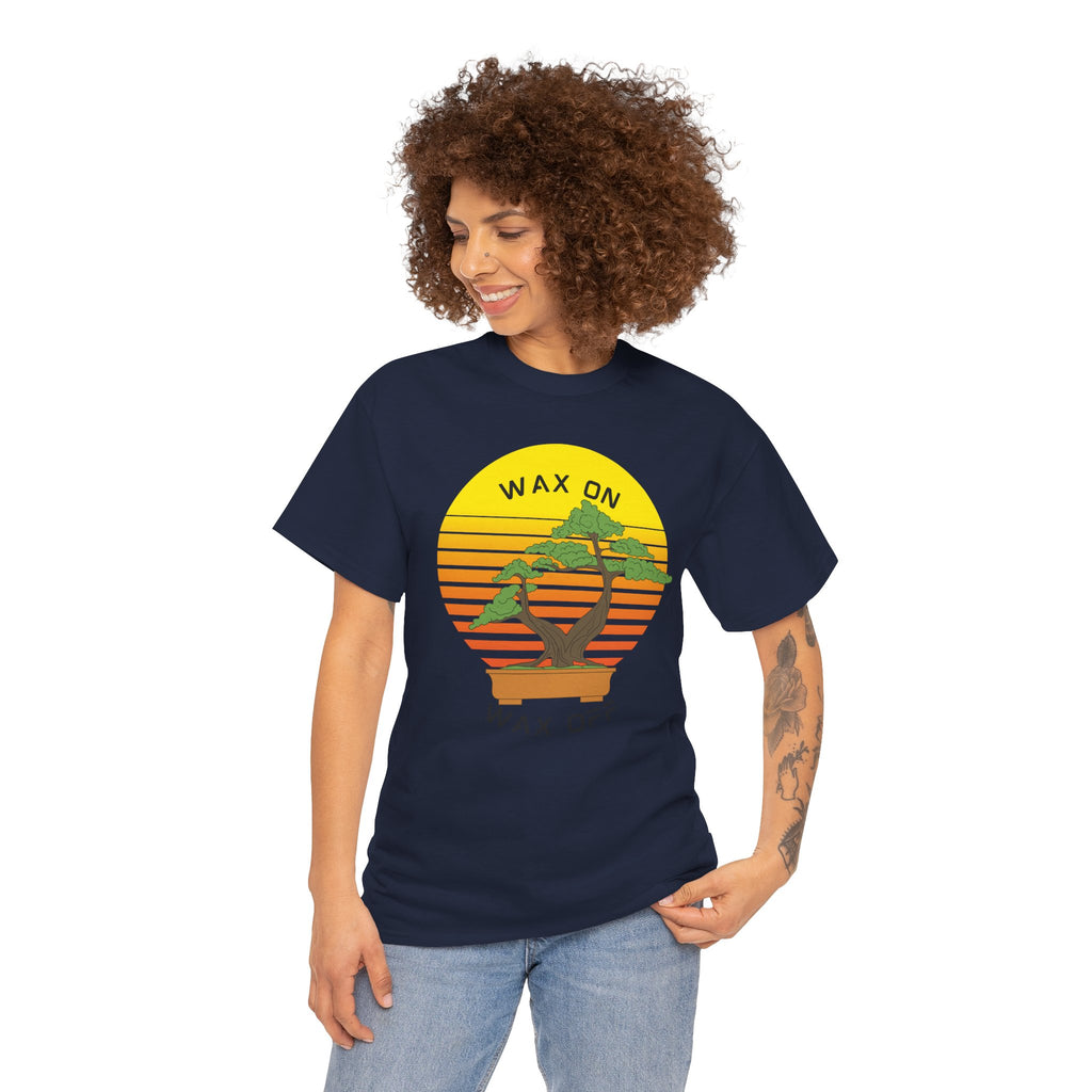 Wax On Wax Off Bonsai Tee — Retro Sunset Martial Arts T‑Shirt K-Kid Retro 80's