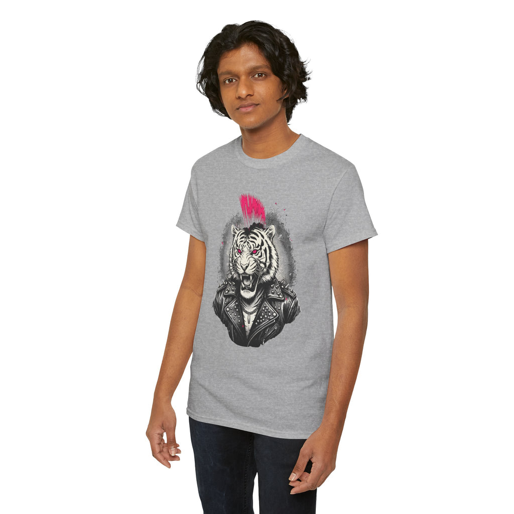 Punk Rock Tiger T-Shirt — Mohawk Tiger Graphic Tee 80's Fashion Rebel